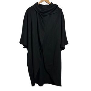 VTG 70s Gemini 100% Wool Shawl Cape Cocoon Wrap Coat OS Black